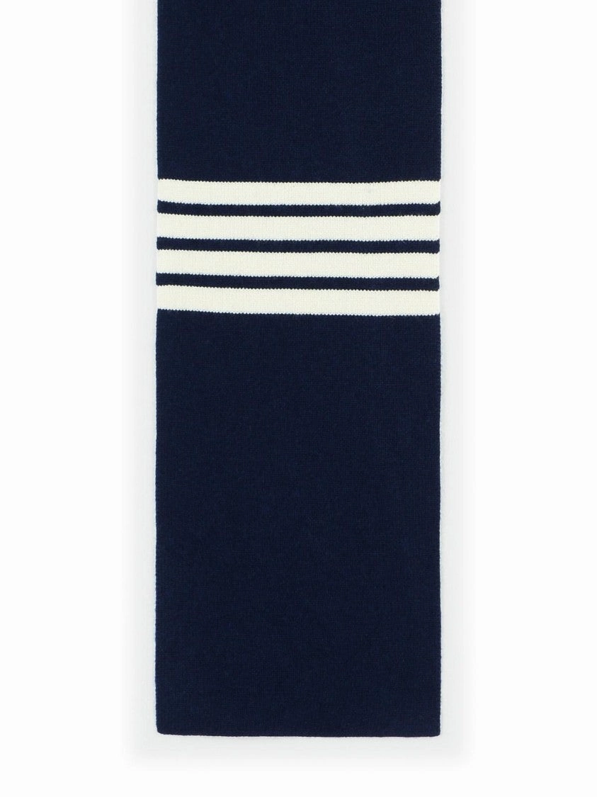 '4 Bar' Navy Cashmere Scarf