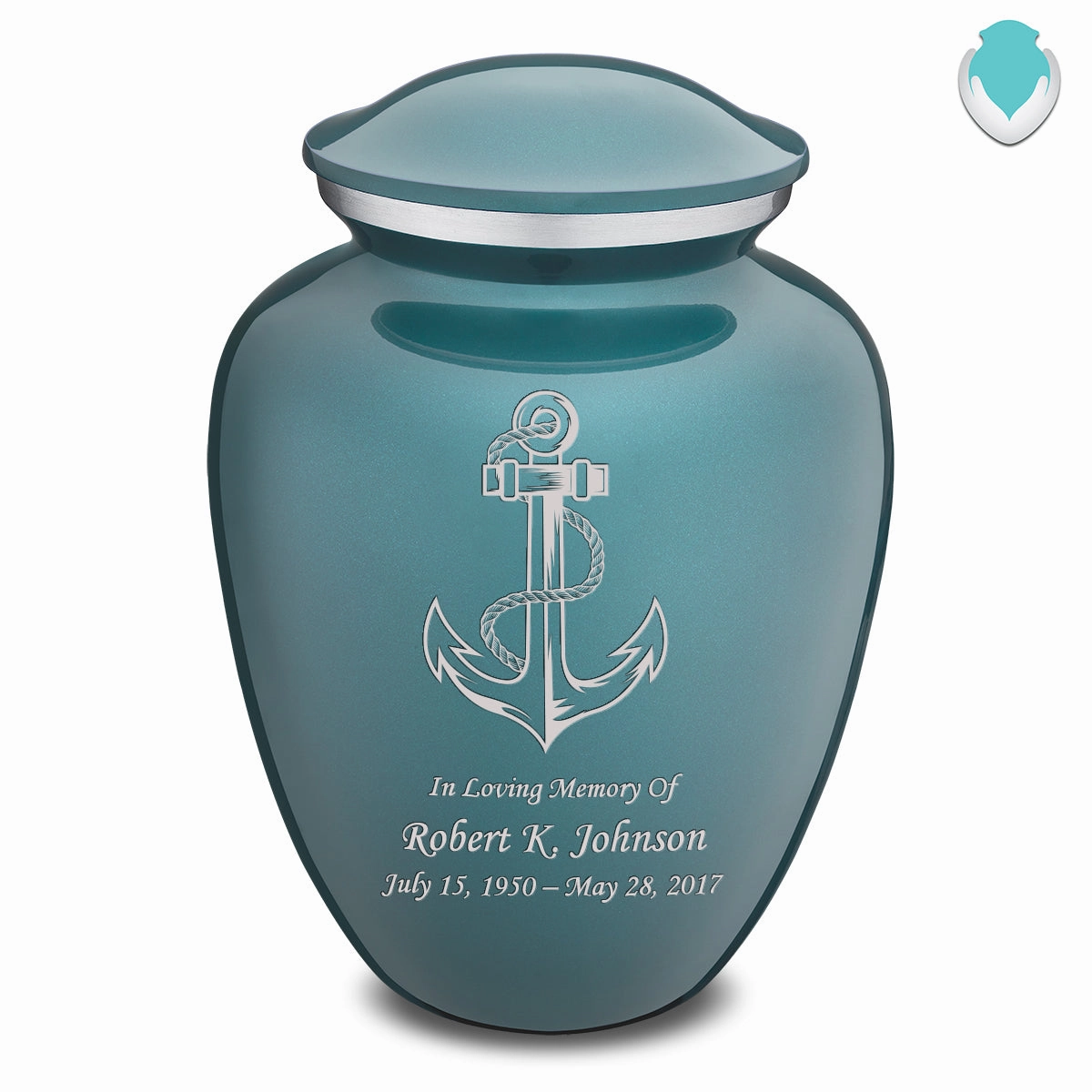 Adult Embrace Teal Anchor Cremation Urn