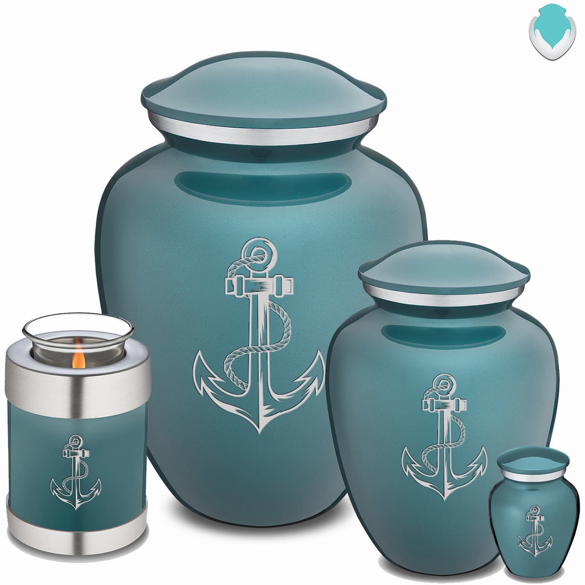 Adult Embrace Teal Anchor Cremation Urn
