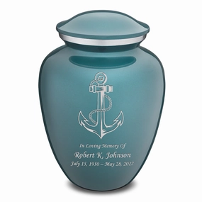 Adult Embrace Teal Anchor Cremation Urn