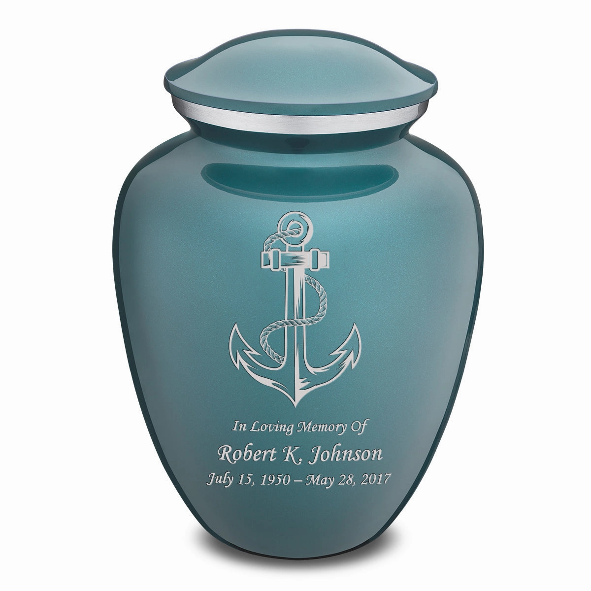 Adult Embrace Teal Anchor Cremation Urn