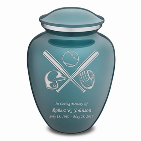 Adult Embrace Teal Baseball Cremation Urn