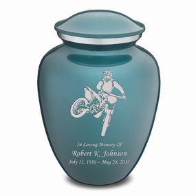 Adult Embrace Teal Dirt Bike Cremation Urn