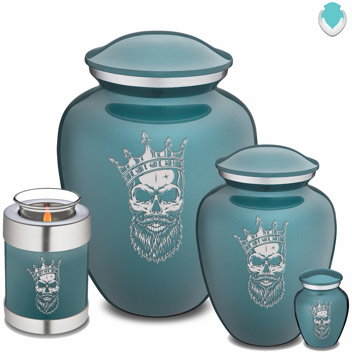 Adult Embrace Teal Skull Cremation Urn