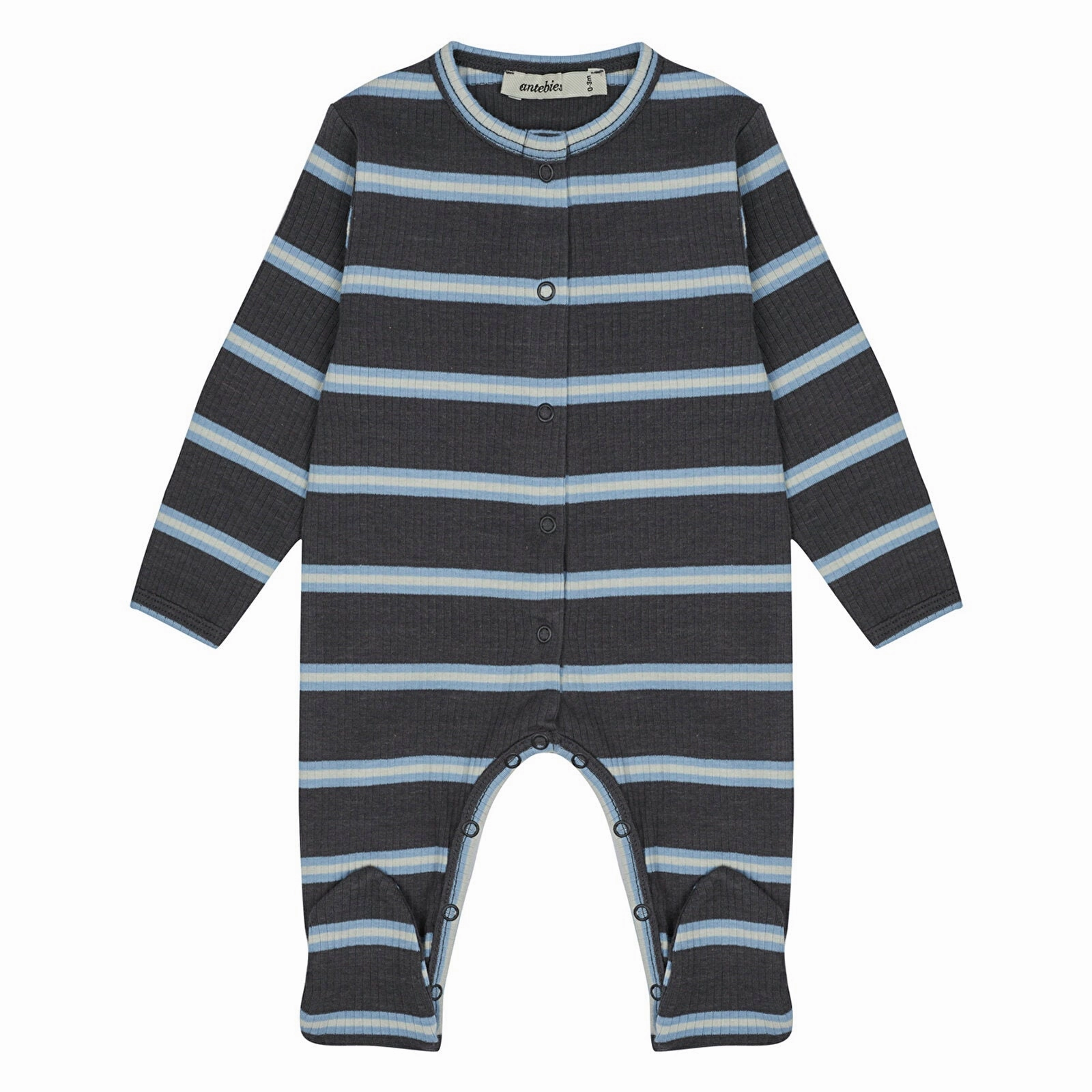Antebies Bold Stripe Rib Footsie Anthracite