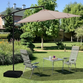 Autlaycil OV-OTU059KK 10' Cantilever Offset Outdoor Patio Umbrella with Base Stand Rotate & Tilt, Khaki