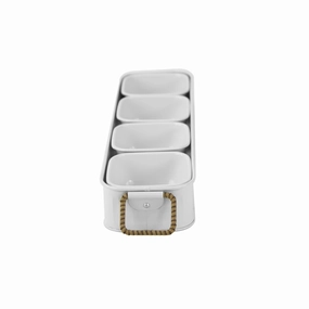 Better Homes & Gardens BH23100070758N1 Galvanized Rectangle Condiment Tray, 17.44"L x 4.52" W, White