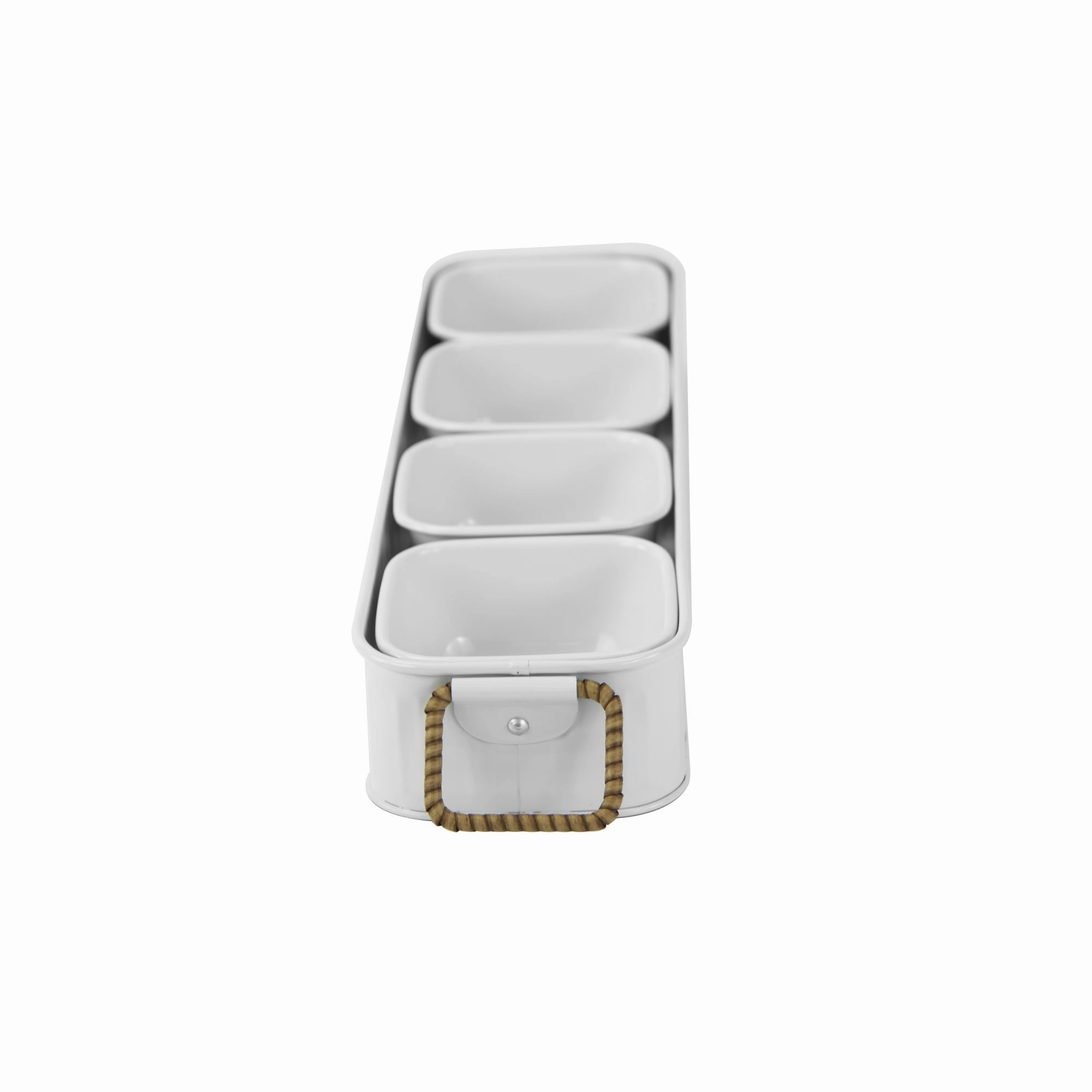 Better Homes & Gardens BH23100070758N1 Galvanized Rectangle Condiment Tray, 17.44"L x 4.52" W, White
