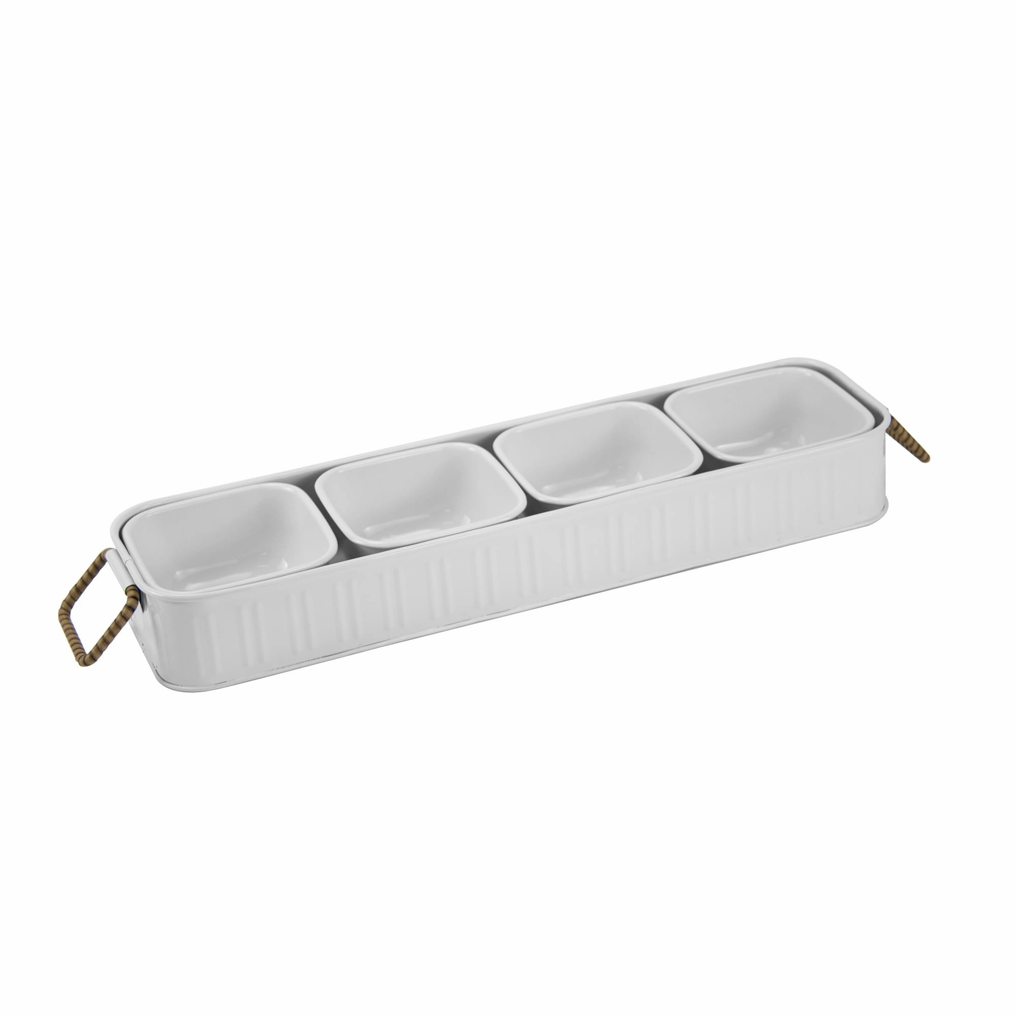 Better Homes & Gardens BH23100070758N1 Galvanized Rectangle Condiment Tray, 17.44"L x 4.52" W, White