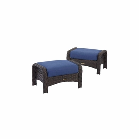 Better Homes And Gardens BH19-092-097-61 Ravenbrooke Outdoor Wicker 2-Pack Ottomans; Blue