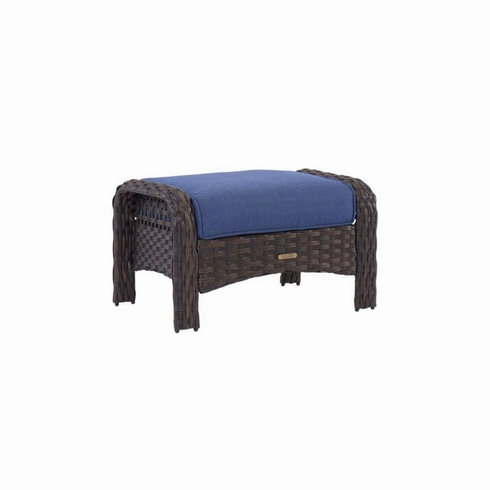 Better Homes And Gardens BH19-092-097-61 Ravenbrooke Outdoor Wicker 2-Pack Ottomans; Blue