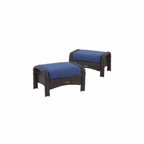 Better Homes And Gardens BH19-092-097-61 Ravenbrooke Outdoor Wicker 2-Pack Ottomans; Blue