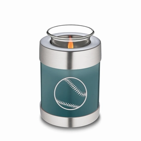 Candle Holder Embrace Teal Baseball Cremation Urn