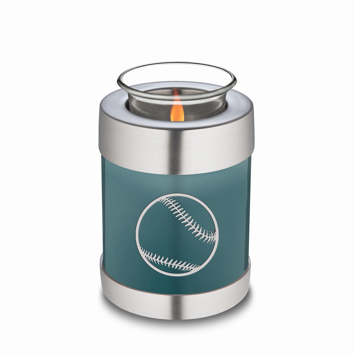 Candle Holder Embrace Teal Baseball Cremation Urn