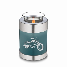 Candle Holder Embrace Teal Motorcycle Cremation Urn