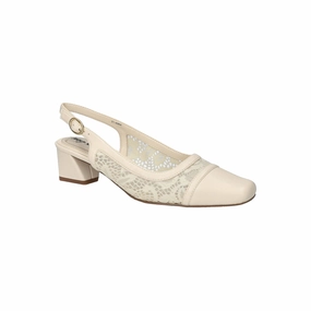 Easy Street Womens Fortune Block Heel Pumps - CREAM 8 1/2 MEDIUM