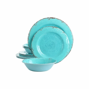 Gibson Dinnerware Set 12-Pc. Melamine Dinnerware Set 975120105M - BLUE ONE SIZE