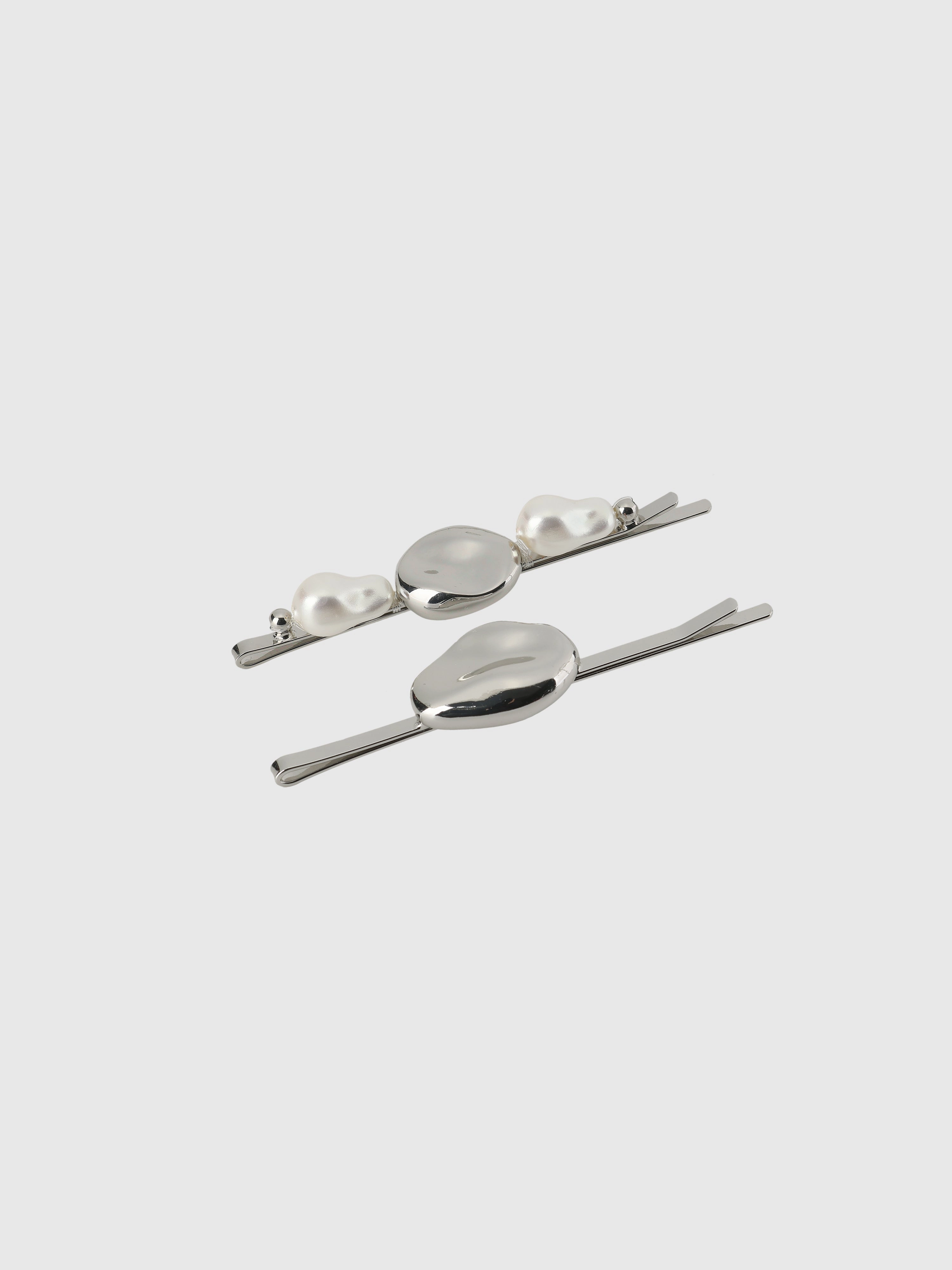 Glamour Distort Hairclip Set With Faux Pearl