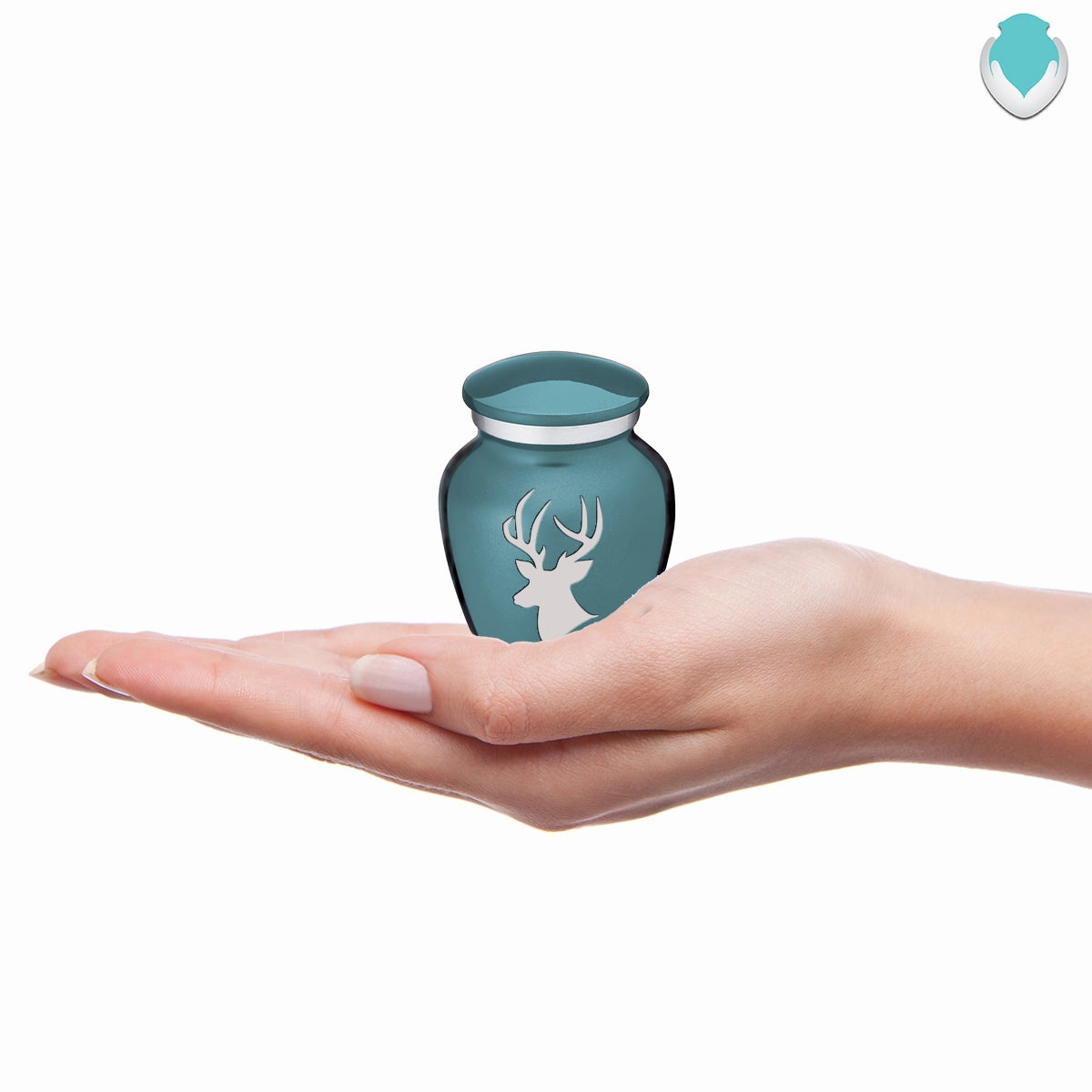 Keepsake Embrace Teal Deer Cremation Urn