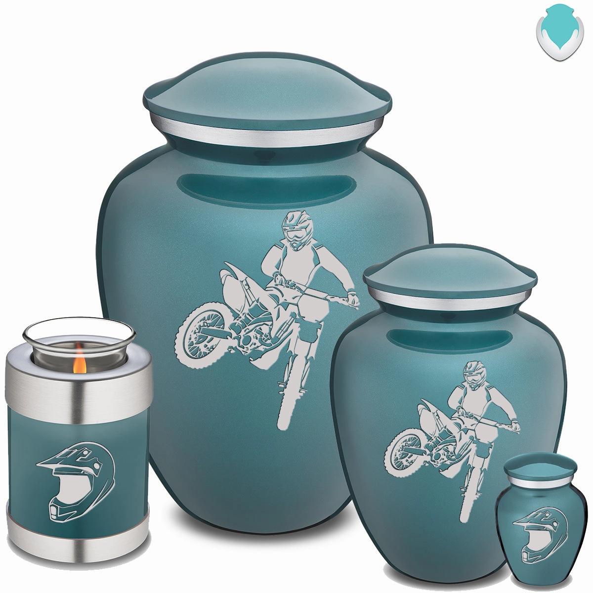 Keepsake Embrace Teal Dirt Bike Cremation Urn