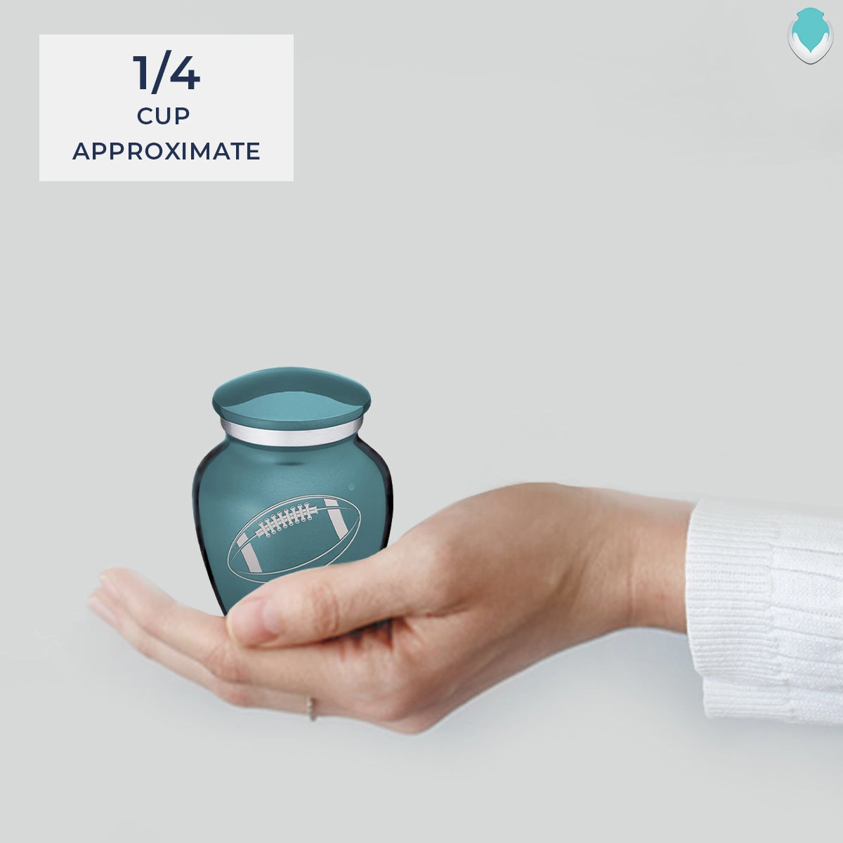 Keepsake Embrace Teal Football Cremation Urn