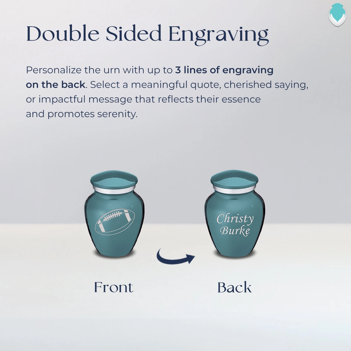 Keepsake Embrace Teal Football Cremation Urn