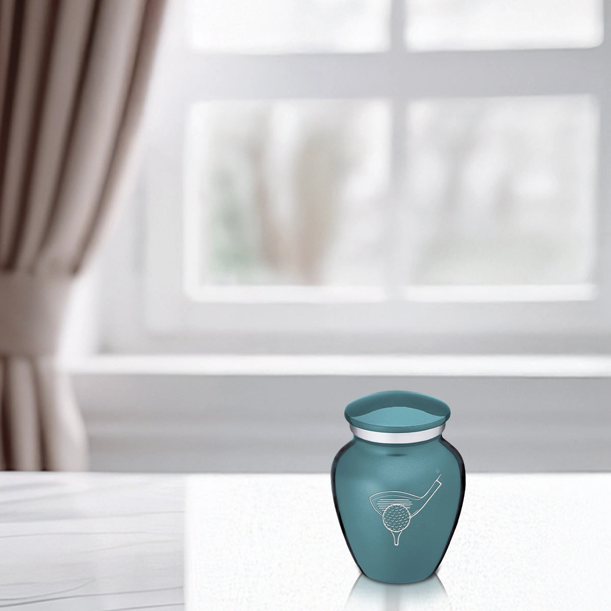 Keepsake Embrace Teal Golfer Cremation Urn