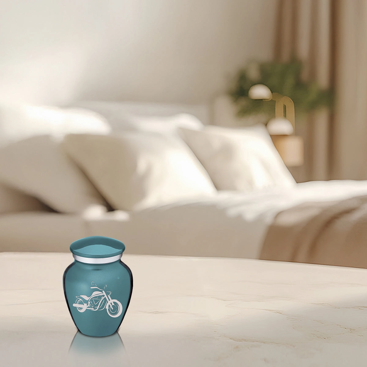 Keepsake Embrace Teal Motorcycle Cremation Urn