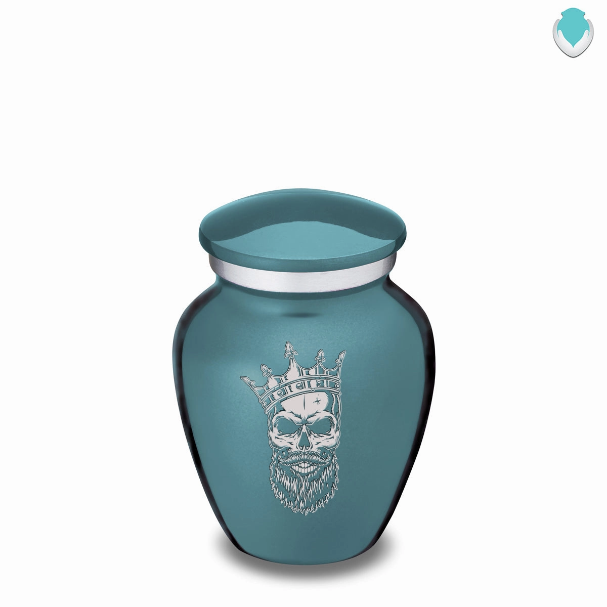 Keepsake Embrace Teal Skull Cremation Urn