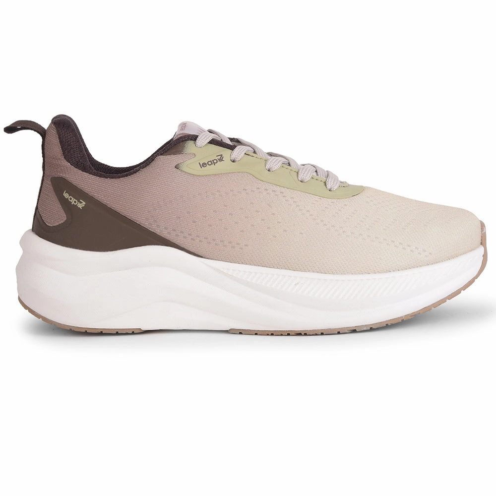 Leap7x Beige Sports Lacing Running Shoes For Men EVERSTAR1E By Liberty