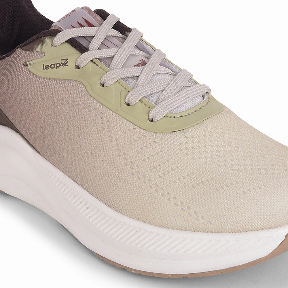 Leap7x Beige Sports Lacing Running Shoes For Men EVERSTAR1E By Liberty