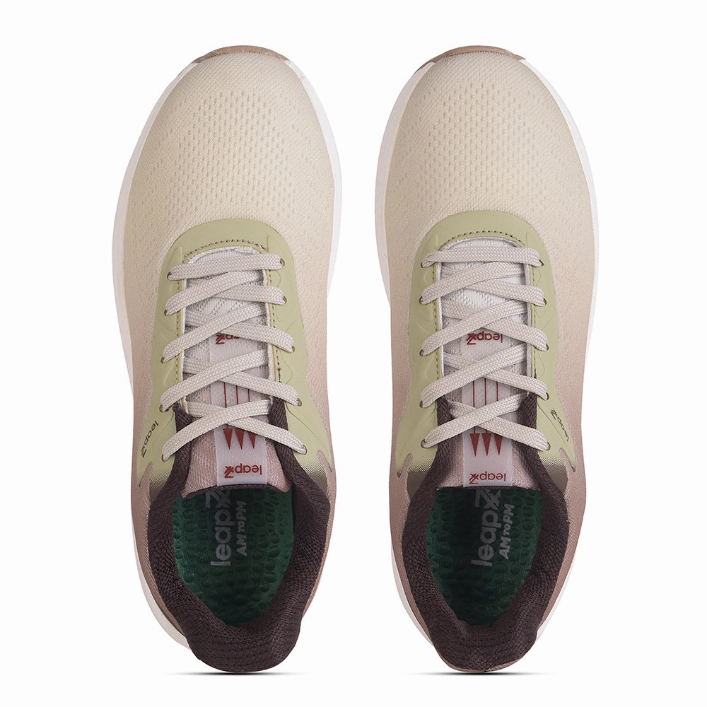 Leap7x Beige Sports Lacing Running Shoes For Men EVERSTAR1E By Liberty