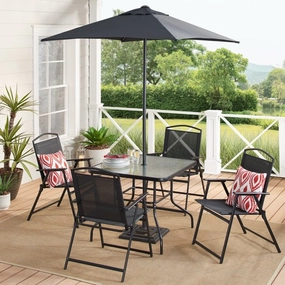 Mainstays MSF128059664001 Albany Lane 6-Piece Outdoor Patio Dining Set, Black