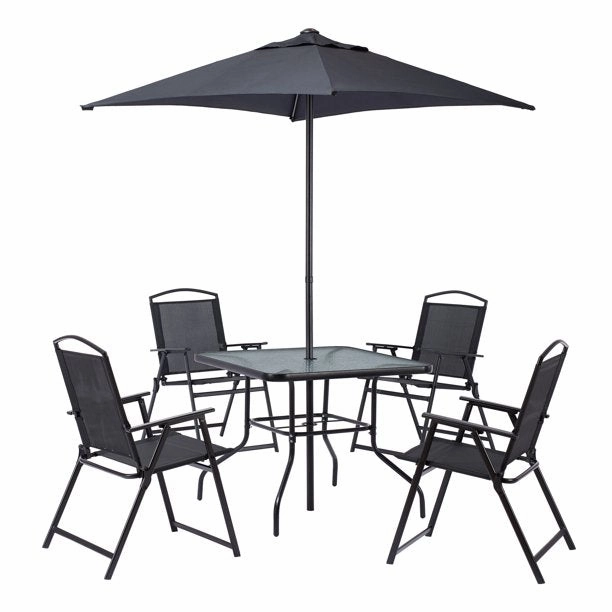 Mainstays MSF128059664001 Albany Lane 6-Piece Outdoor Patio Dining Set, Black