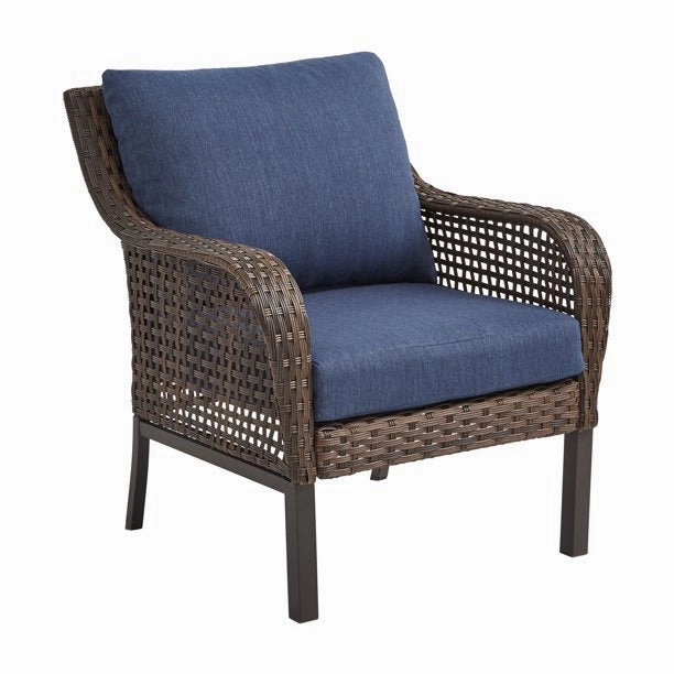 Mainstays Tuscany Ridge 4 Piece Wicker Conversation Set, Blue - Material: Wicker, Steel