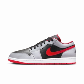 Men's Air Jordan 1 Low-BLACK/FIRE RED-CEMENT GREY-WHITE