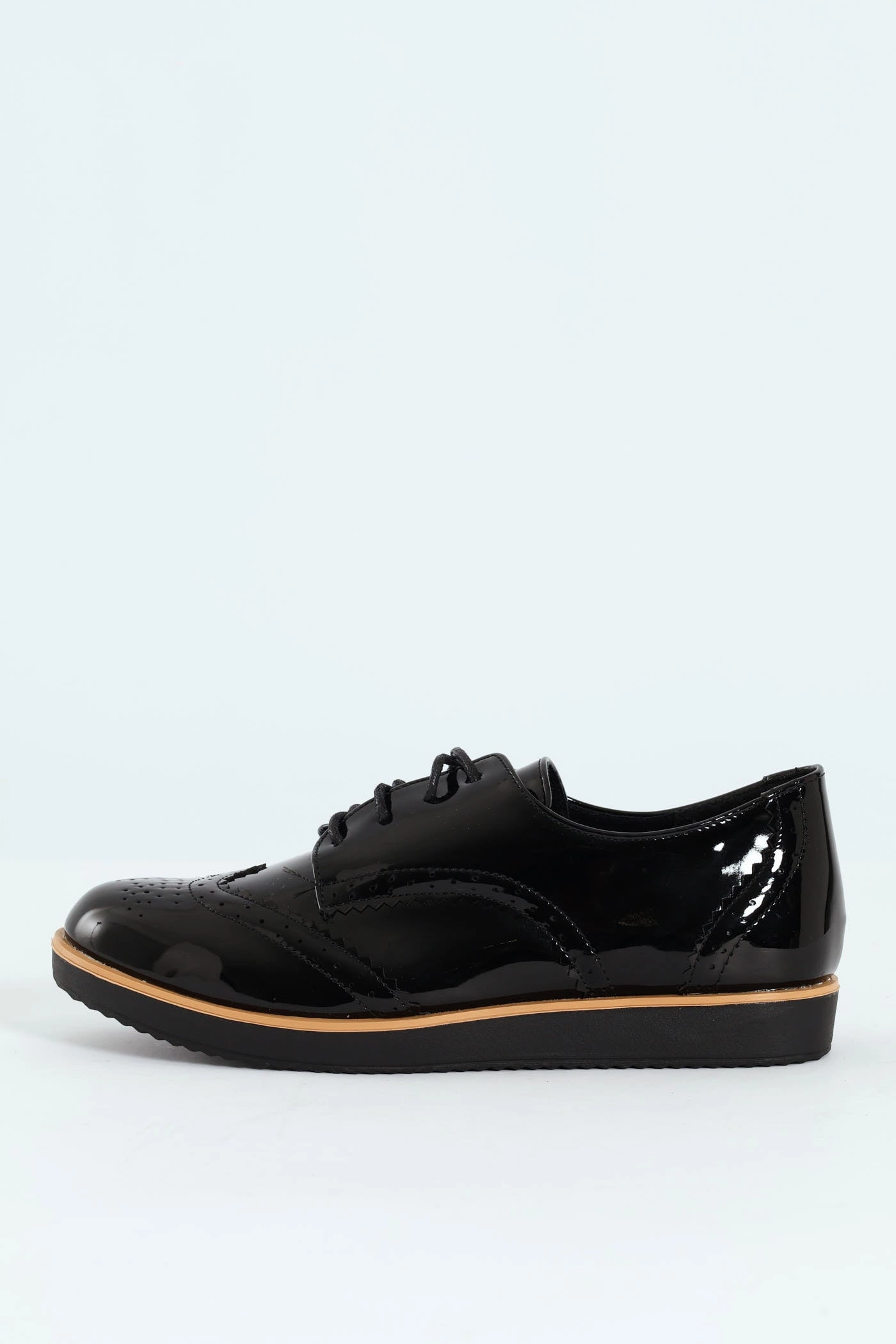 Multi Fabric Lace Up Loafer - Black
