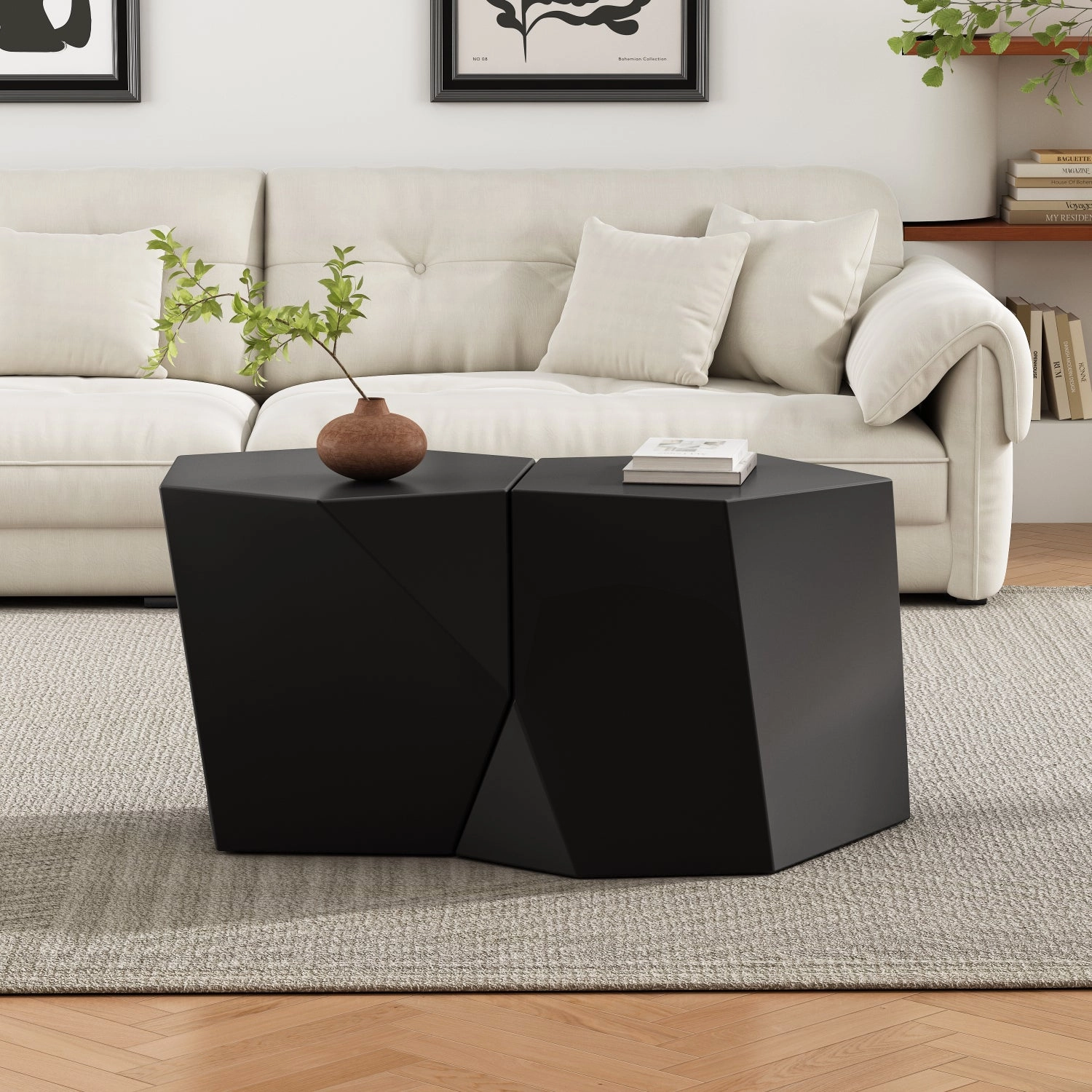 Streamdale Geometric Coffee Table Set - Modern Nesting Tables