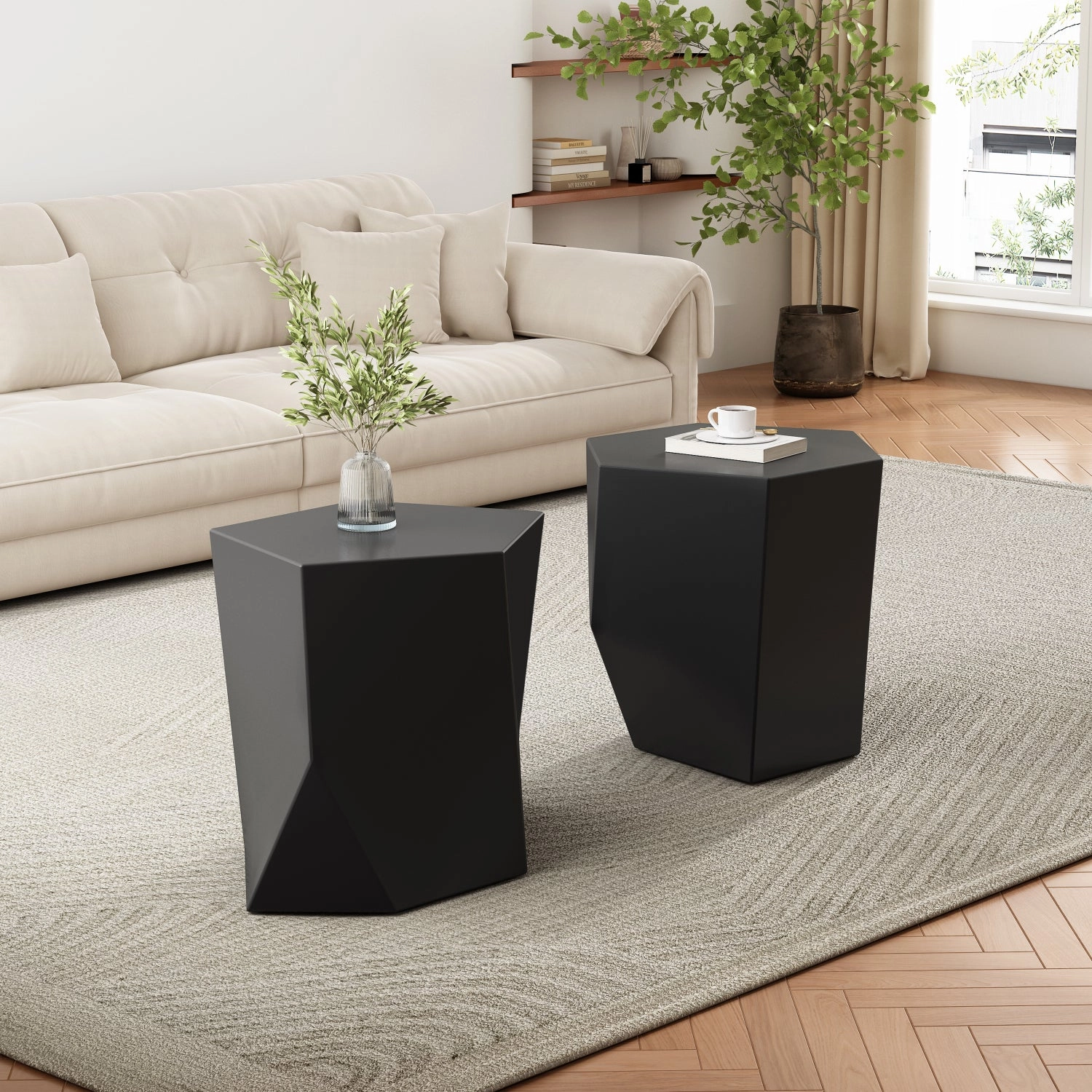 Streamdale Geometric Coffee Table Set - Modern Nesting Tables