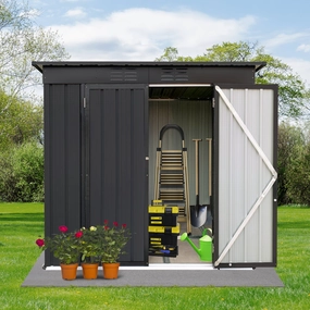 Streamdale Metal Garden Sheds 4FTx6FT Outdoor Storage Sheds Black