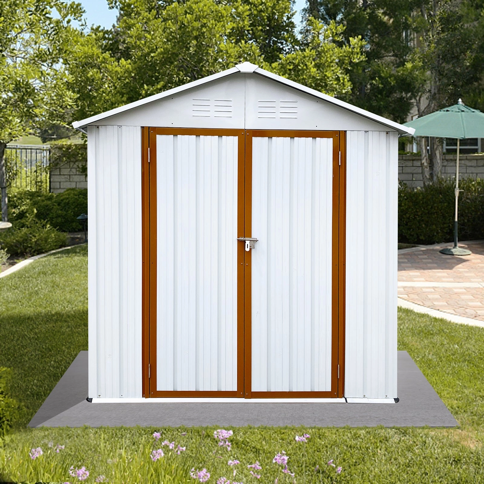 Streamdale Outdoor Storage Sheds 4FTx6FT Apex Roof White Yellow