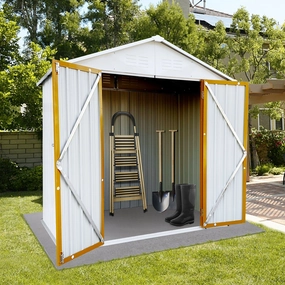 Streamdale Outdoor Storage Sheds 4FTx6FT Apex Roof White Yellow