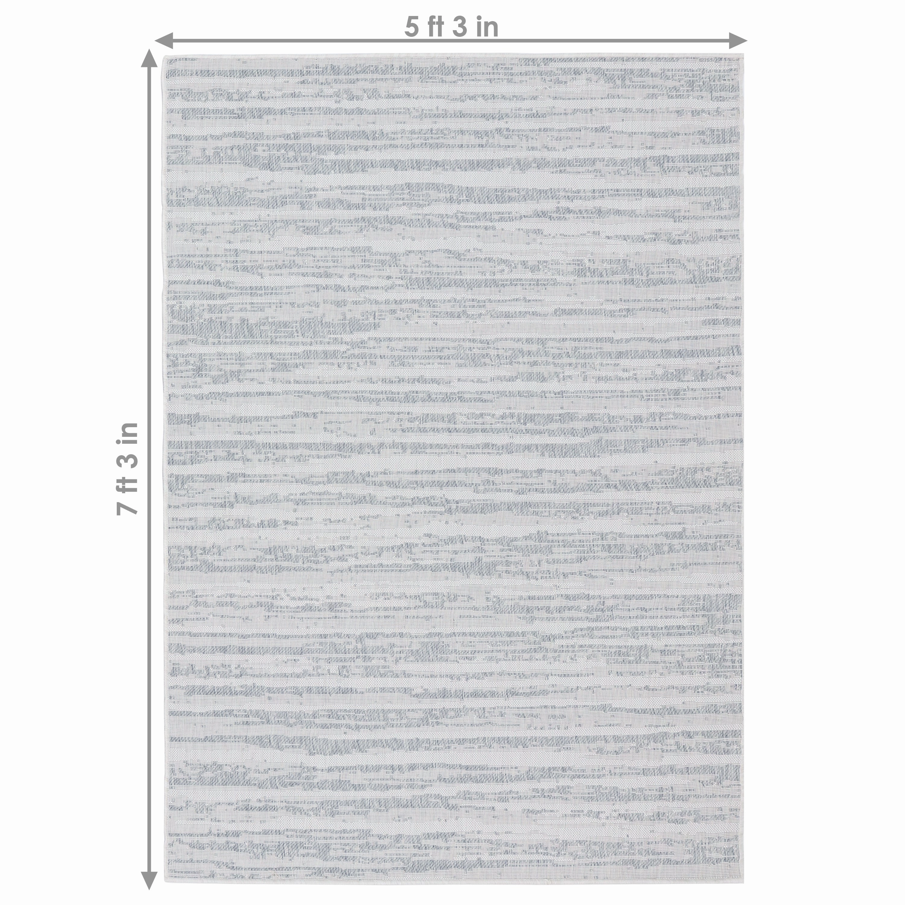 Sunnydaze Artistic Storms Indoor and Outdoor Patio Aria Rug in Iced Silver - 5 Ft. x 7 Ft.