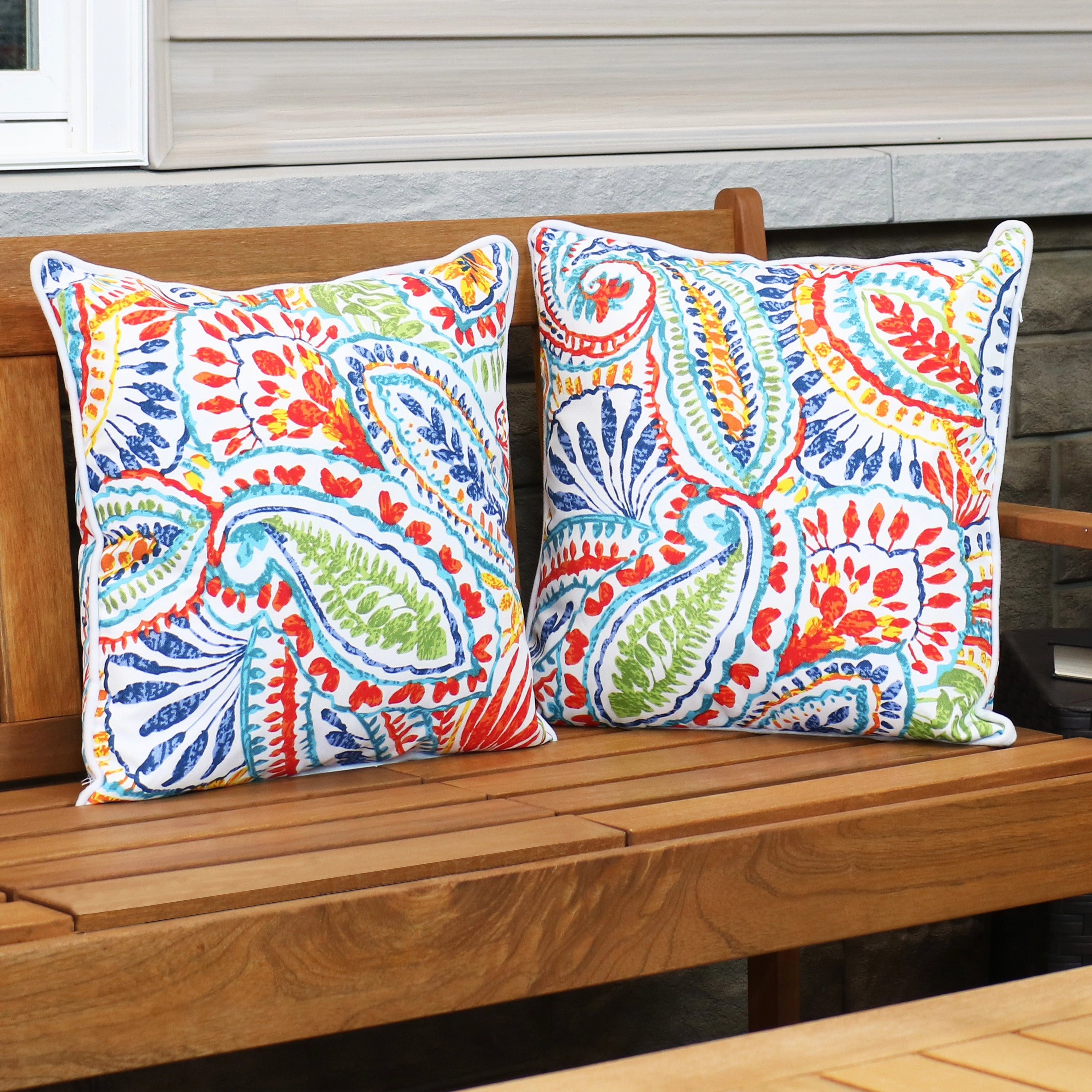 Sunnydaze Indoor/Outdoor Square Accent Decorative Throw Pillows for Patio or Living Room Furniture - 16" - 2pc