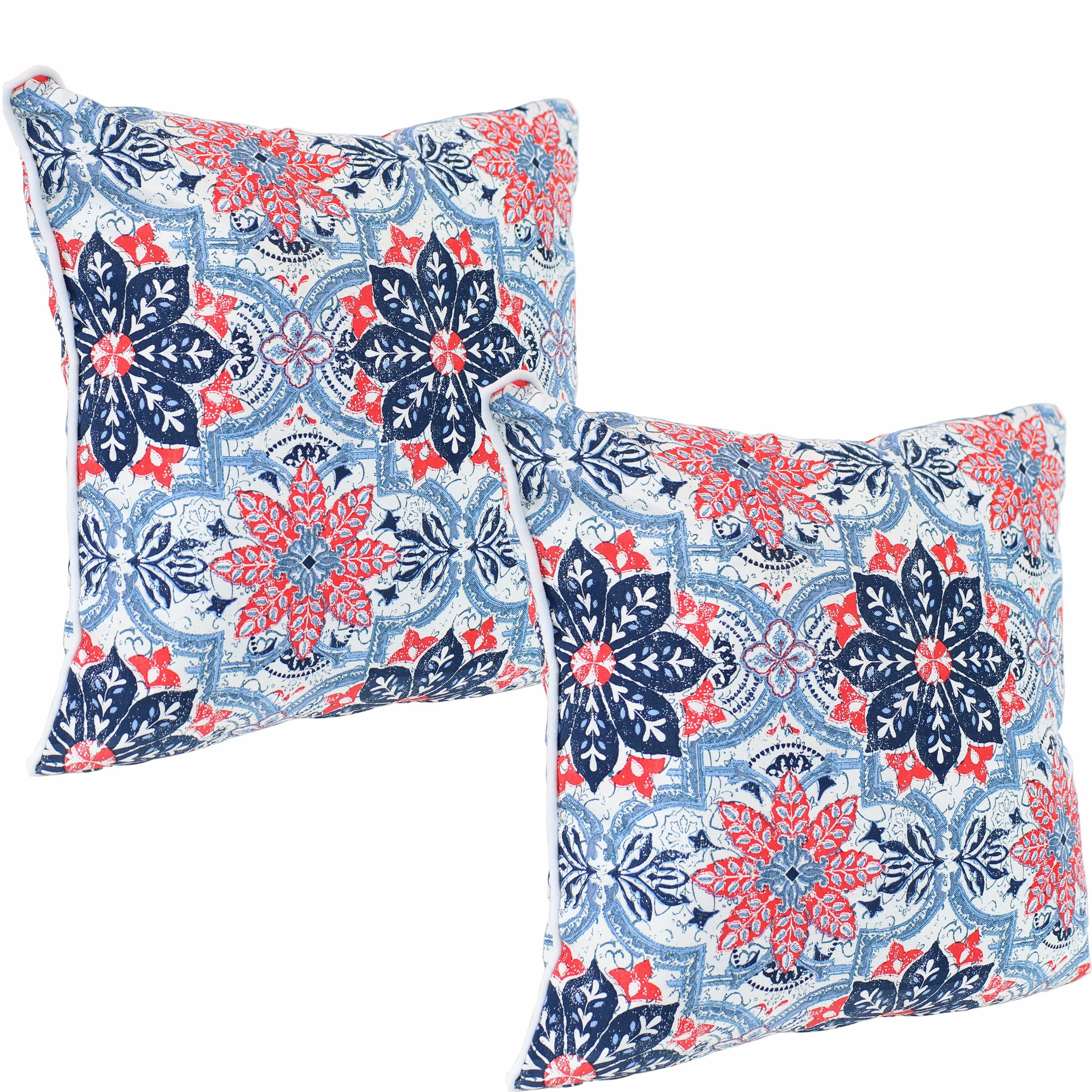 Sunnydaze Indoor/Outdoor Square Accent Decorative Throw Pillows for Patio or Living Room Furniture - 16" - 2pc