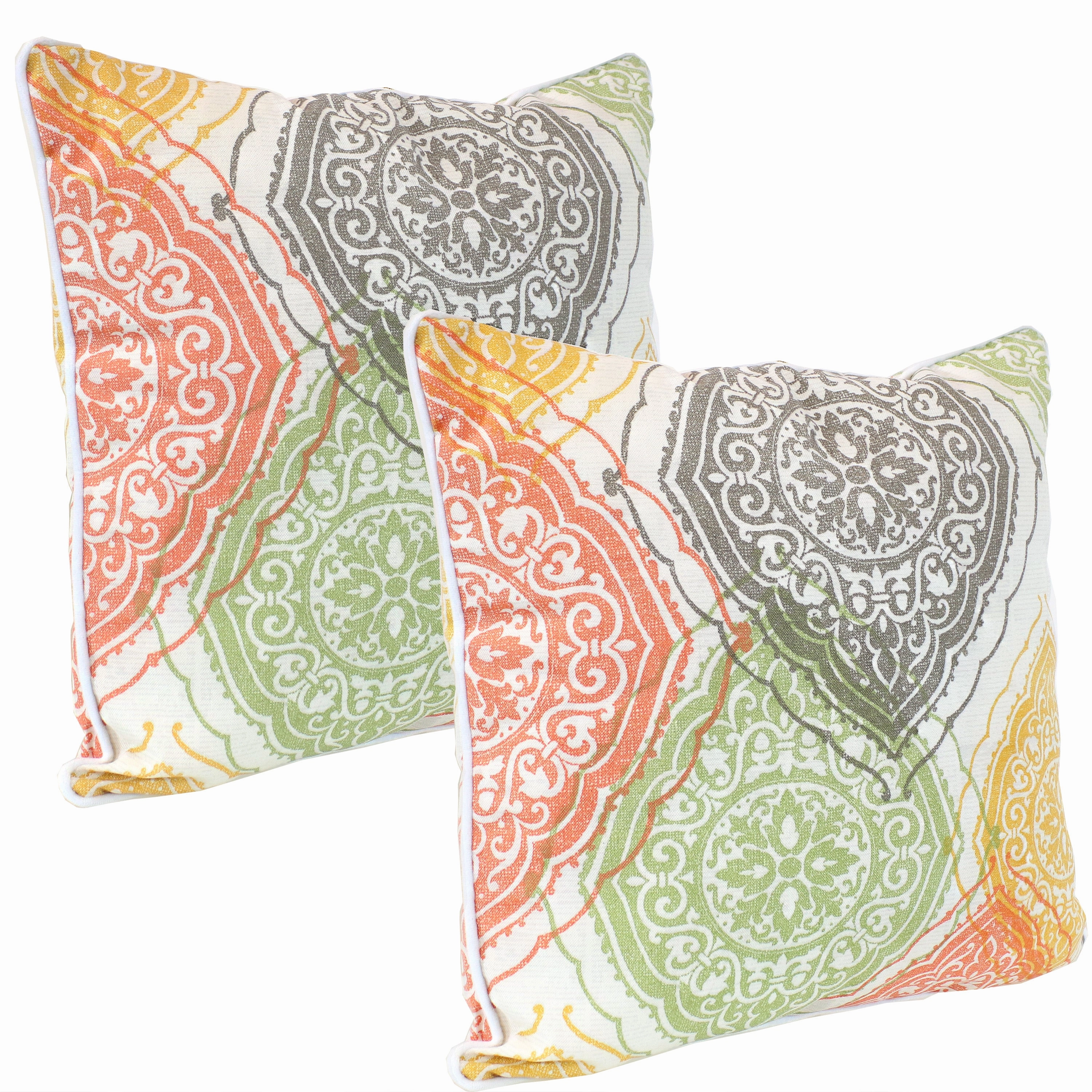 Sunnydaze Indoor/Outdoor Square Accent Decorative Throw Pillows for Patio or Living Room Furniture - 16" - 2pc