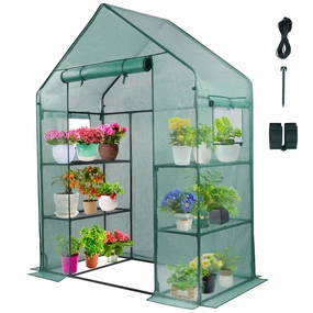 Sunoyar GS0224-1 3 Tiers, 6 Shelves Outdoor Greenhouse With Mesh Side Windows (56"x76")