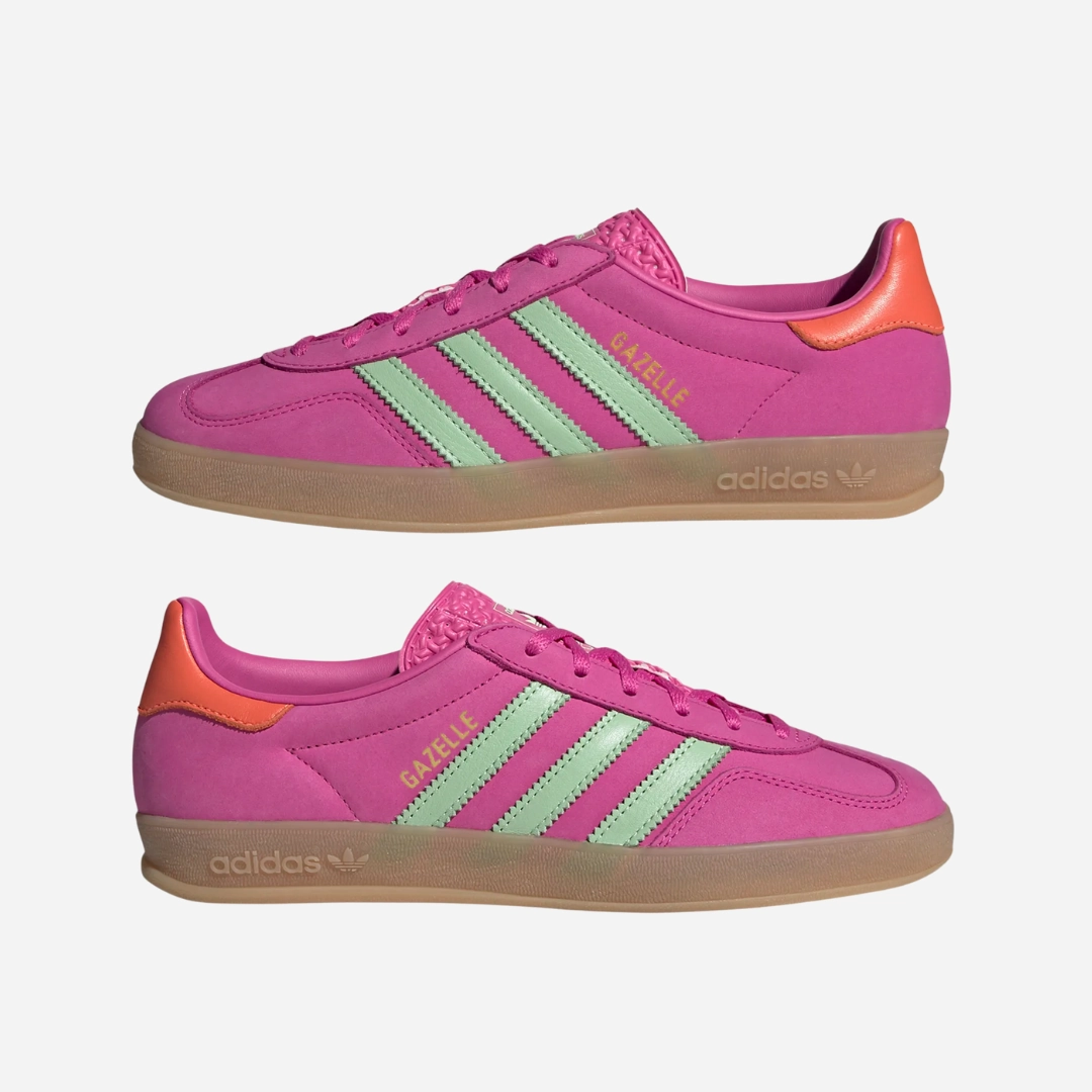womens adidas gazelle indoor (fuchsia/green)