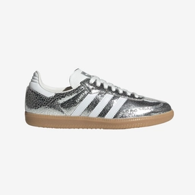 womens adidas samba (metallic silver/white)